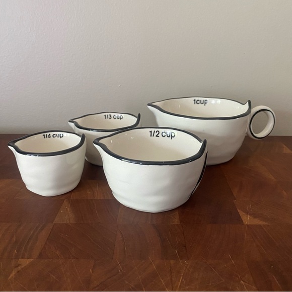 Four Ceramic Nesting Measuring Cups in Cream & Black - Picture 8 of 8
